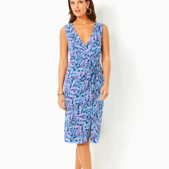 Lilly Pulitzer Dresses & Skirts - NEW Lilly Pulitzer Odella V-Neck Midi Dress 8 Star Gazing $188